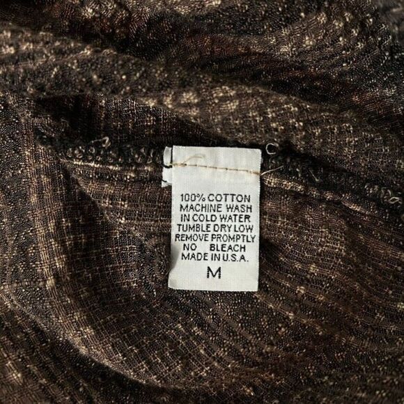 The Nu Vintage Button Up Tunic Shirt M Brown Textured Long Sleeve Stripe Boho - Picture 2 of 9